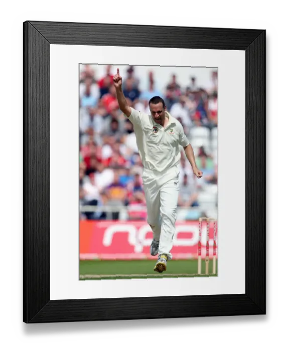 Framed Print : Stuart Clarke Celebrates Cook Wicket