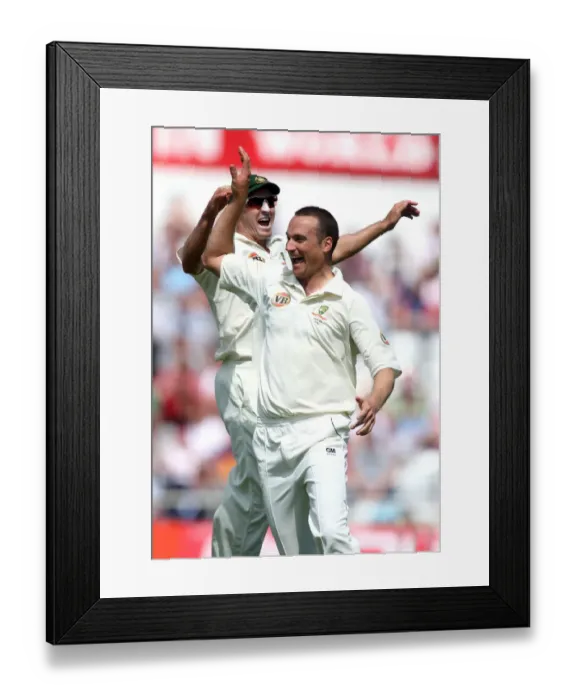 Framed Print : Stuart Clarke & Michael Hussey Celebrate Framed Print : Stuart Clarke & Michael Hussey Celebrate