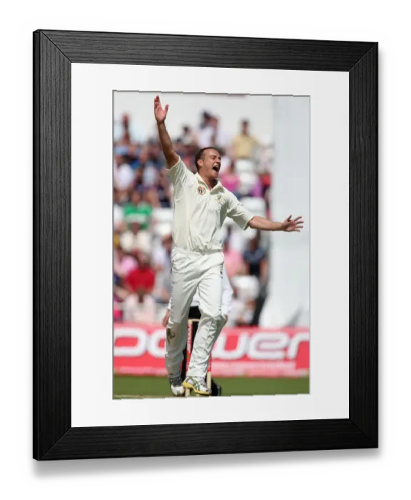 Framed Print : Stuart Clark Celebrates Broad Wicket Framed Print : Stuart Clark Celebrates Broad Wicket