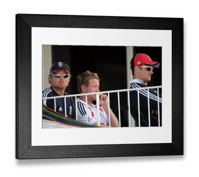 Framed Print : Andrew Strauss, Bell & Collingwood Watch From The Pavilli Framed Print : Andrew Strauss, Bell & Collingwood Watch From The Pavilli