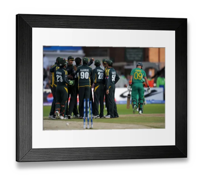 Framed Print : Shahid Afaridi Celebrates The Wicket Of Herschelle Gibbs Framed Print : Shahid Afaridi Celebrates The Wicket Of Herschelle Gibbs