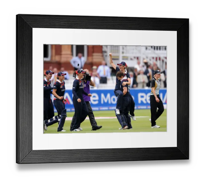 Framed Print : Charlotte Edward and Claire Taylor Celebrate Win Framed Print : Charlotte Edward and Claire Taylor Celebrate Win