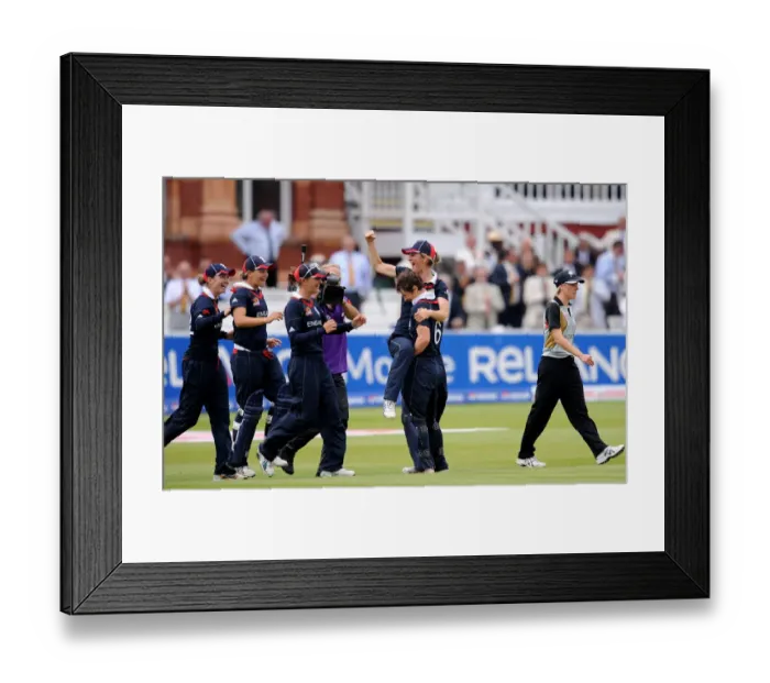 Framed Print : Charlotte Edward and Claire Taylor Celebrate Win Framed Print : Charlotte Edward and Claire Taylor Celebrate Win