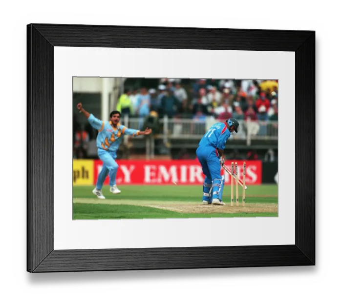Framed Print : Hussain Is Bowled By Ganguly Framed Print : Hussain Is Bowled By Ganguly