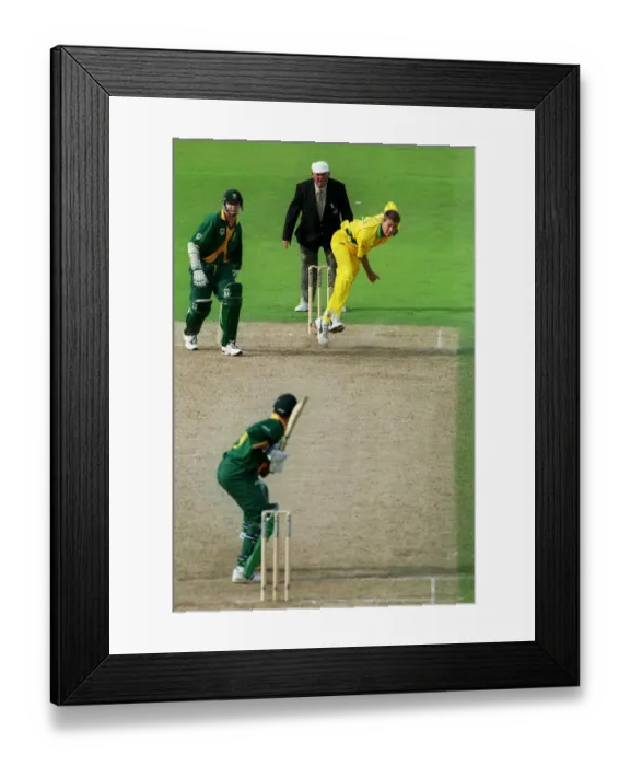 Framed Print : Mcgrath Bowls To Boucher Framed Print : Mcgrath Bowls To Boucher