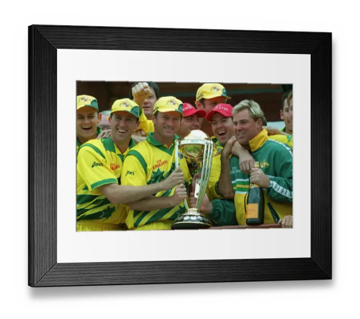 Framed Print : Steve Waugh Leads Aussie Celes