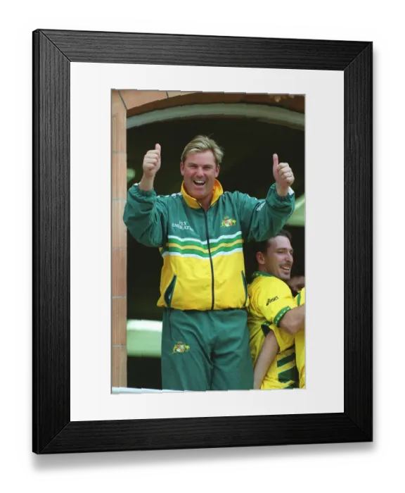 Framed Print : Shane Warne Celebrates Victory Framed Print : Shane Warne Celebrates Victory