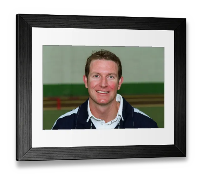 Framed Print : C. Ranson Derbyshire CCC Physiotherapist 19 April 2000 Date: 19 April 2000