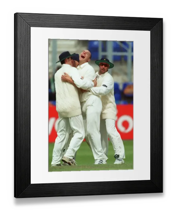 Framed Print : Alex Wharf Celebrates Wicket Framed Print : Alex Wharf Celebrates Wicket