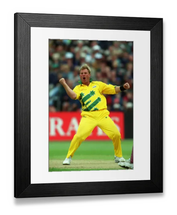 Framed Print : Shane Warne Celebrates Wicket Framed Print : Shane Warne Celebrates Wicket