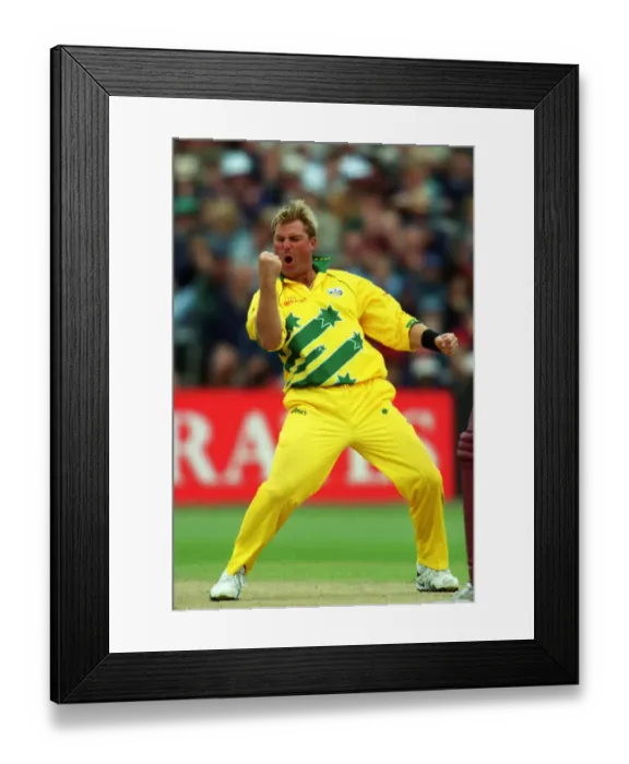 Framed Print : Shane Warne Celebrates Wicket Framed Print : Shane Warne Celebrates Wicket