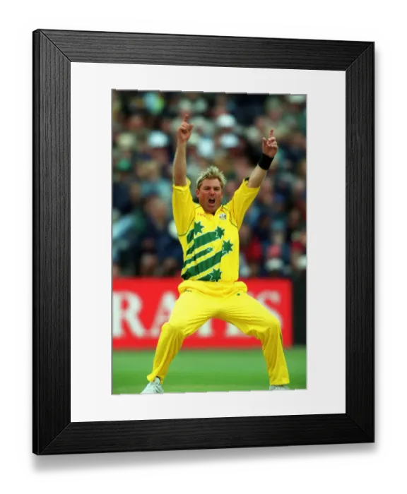 Framed Print : Shane Warne Celebrates Wicket Framed Print : Shane Warne Celebrates Wicket