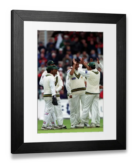 Framed Print : Wasim Akram Claims Wicket Framed Print : Wasim Akram Claims Wicket