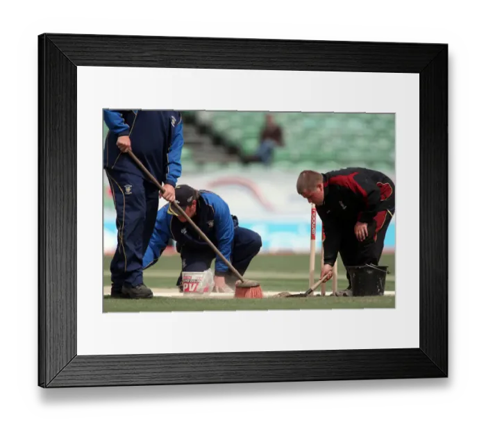Framed Print : Grounds Staff Repair The Crease Framed Print : Grounds Staff Repair The Crease