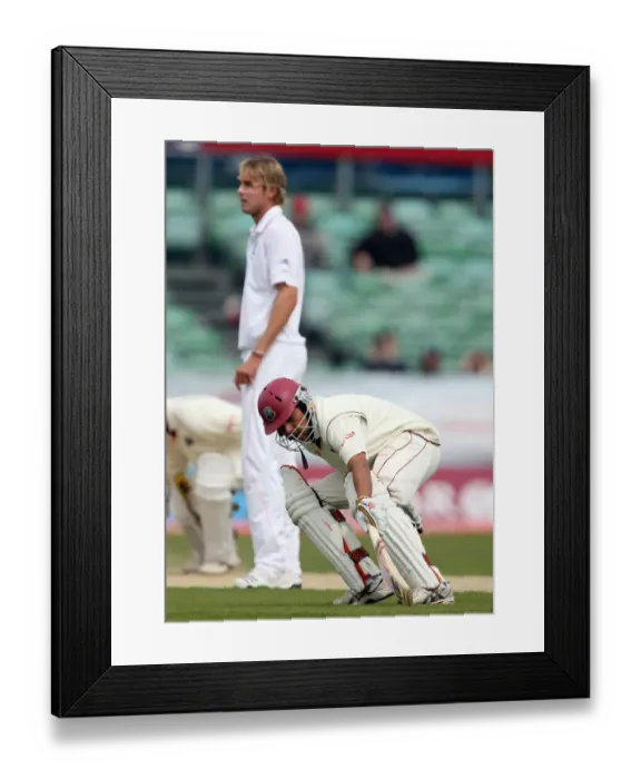 Framed Print : West Indies Make Runs As Stuart Broad Looks On Framed Print : West Indies Make Runs As Stuart Broad Looks On