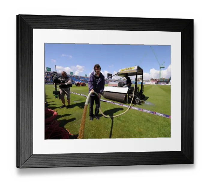 Framed Print : The Blotter Removes Water From Headingley Turf Framed Print : The Blotter Removes Water From Headingley Turf