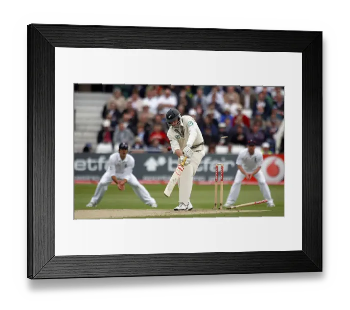 Framed Print : Iain O Brien Bowled Broad Framed Print : Iain O Brien Bowled Broad