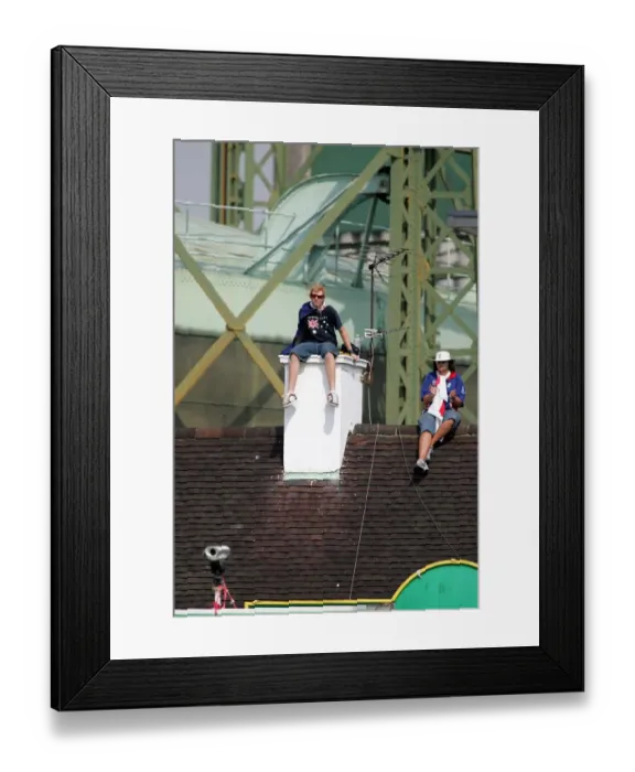 Framed Print : England Fans On Rooftop Framed Print : England Fans On Rooftop