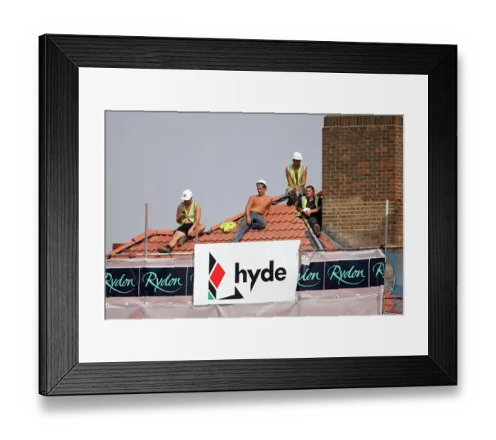 Framed Print : Workers On Roof Top Framed Print : Workers On Roof Top
