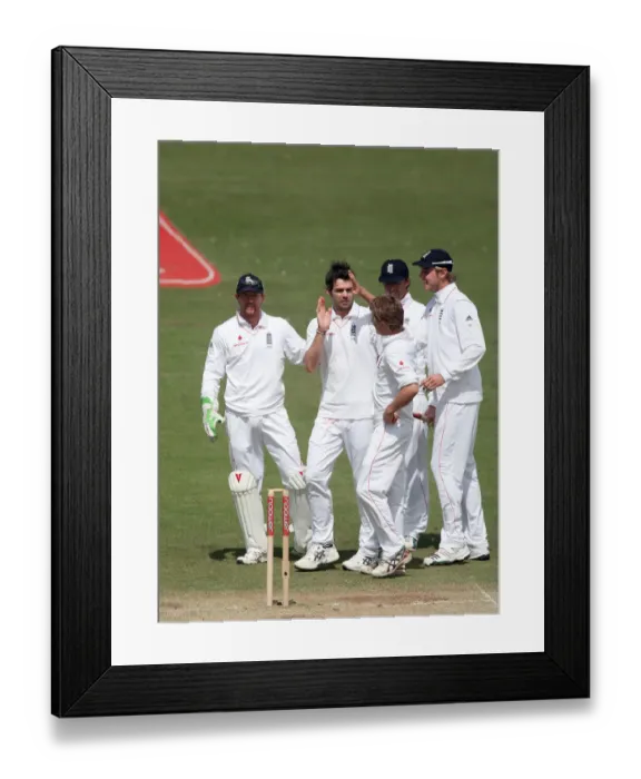 Framed Print : James Anderson & England Celebrate Taking Benn Out James