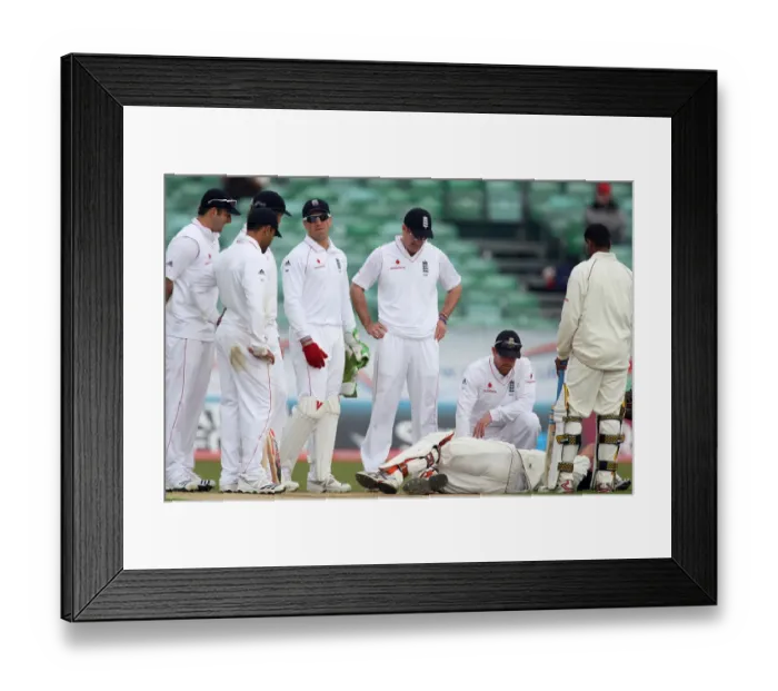 Framed Print : England Players Surround Sarwan After He Was Hit By The Ball Framed Print : England Players Surround Sarwan After He Was Hit By The Ball