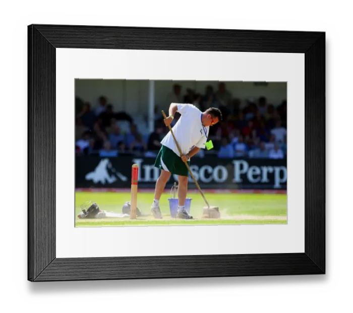 Framed Print : Groundsman Repairs Crease Framed Print : Groundsman Repairs Crease