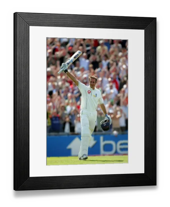 Framed Print : Michael Vaughan Celebrates 100 On Return To Side Framed Print : Michael Vaughan Celebrates 100 On Return To Side