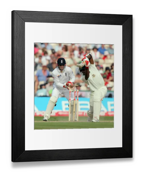 Framed Print : Jahurul Islam Is Bowled By Swann