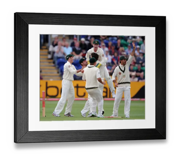 Framed Print : Ben Hilfenhaus Celebrates Kevin Pietersen Wicket With Brad H Framed Print : Ben Hilfenhaus Celebrates Kevin Pietersen Wicket With Brad H
