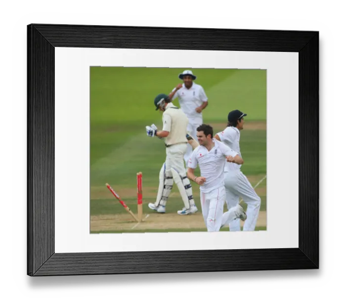 Framed Print : Jimmy Anderson Bowls Marcus North Framed Print : Jimmy Anderson Bowls Marcus North