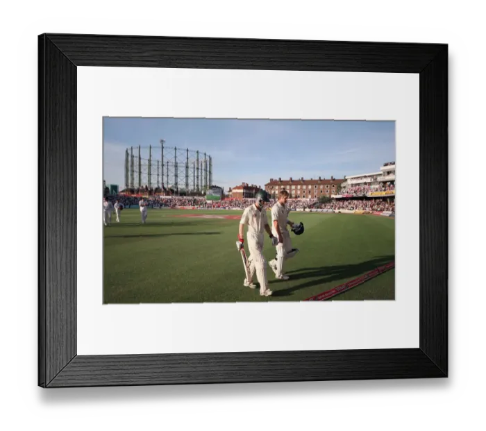 Framed Print : Australian Batsmen Watson & Katich Walk Off At The End O Framed Print : Australian Batsmen Watson & Katich Walk Off At The End O