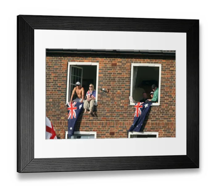 Framed Print : Aussie Fans Watch From Flat Windows Framed Print : Aussie Fans Watch From Flat Windows
