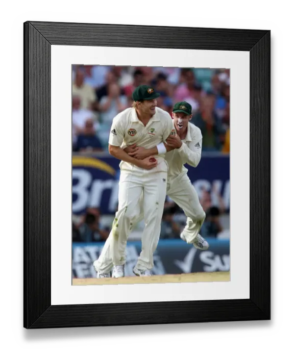 Framed Print : Shane Watson & Mike Hussey Celebrate Matt Prior Wicket S Framed Print : Shane Watson & Mike Hussey Celebrate Matt Prior Wicket S