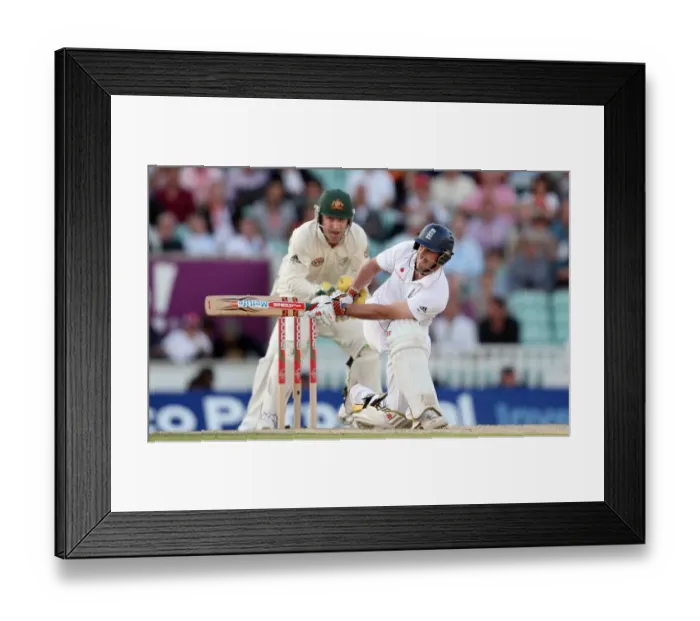 Framed Print : Andrew Strauss Sweeps Off Katich Spinner