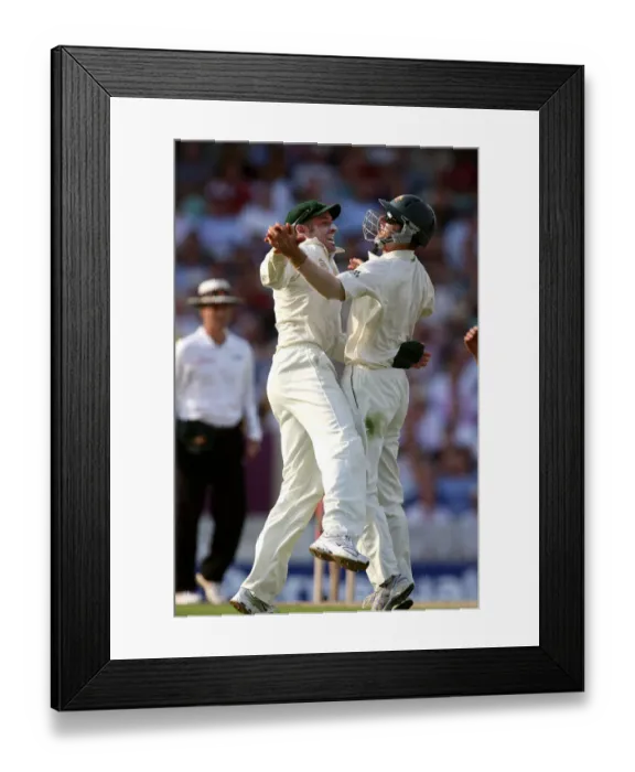 Framed Print : Mike Hussey & Simon Katich Celebrate Trott Wicket Mike H Framed Print : Mike Hussey & Simon Katich Celebrate Trott Wicket Mike H