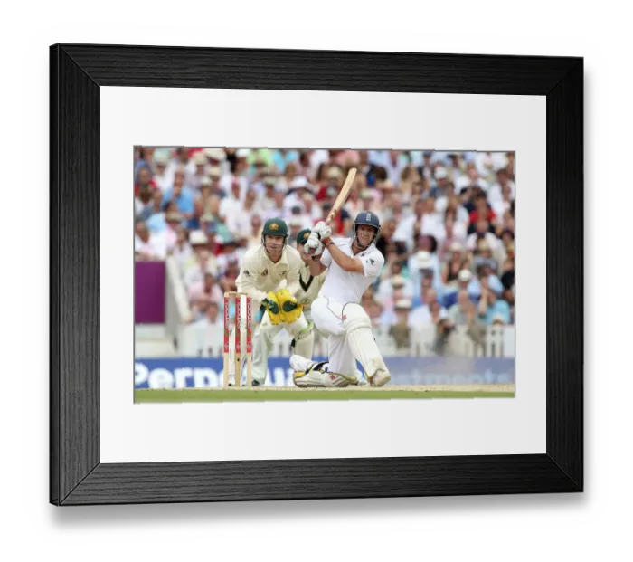 Framed Print : Andrew Strauss Sweeps Clarke For 4 Runs
