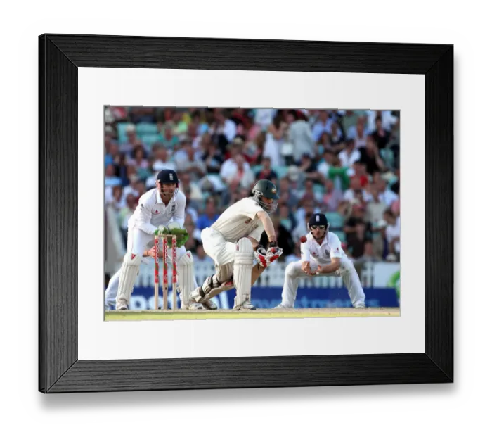 Framed Print : Simon Katich Plays Ball From Graeme Swann Delivery Framed Print : Simon Katich Plays Ball From Graeme Swann Delivery