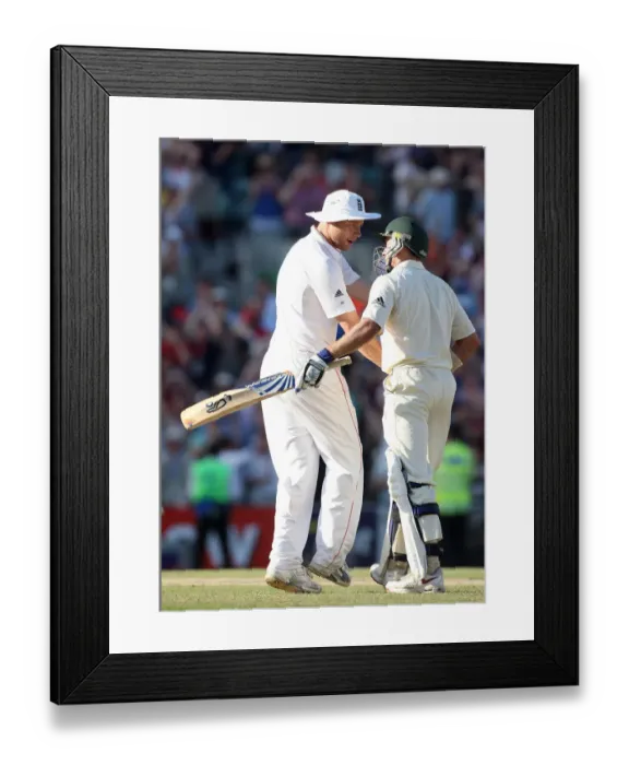 Framed Print : Andrew Flintoff Consoles Mike Hussey