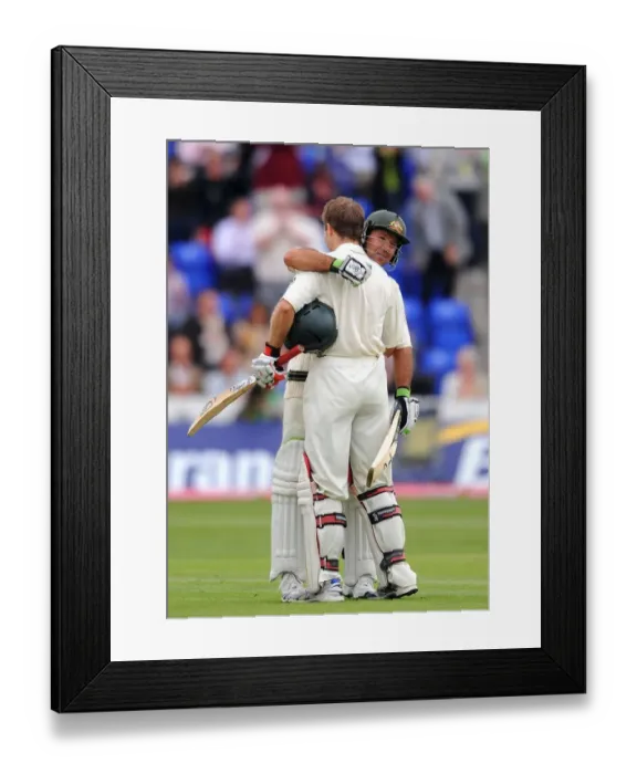 Framed Print : Simon Katich Celebrates 100 With Ricky Ponting Framed Print : Simon Katich Celebrates 100 With Ricky Ponting
