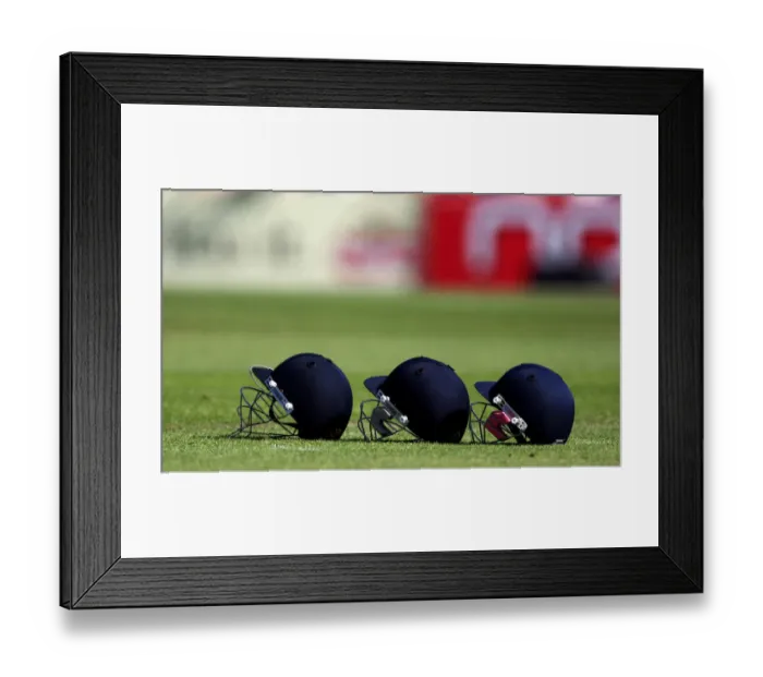 Framed Print : Cricketers Helmets Framed Print : Cricketers Helmets