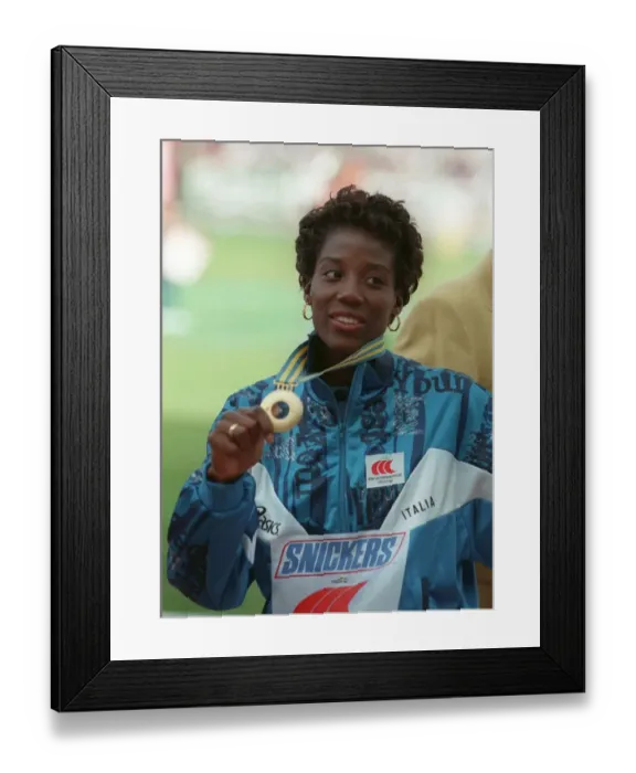 Framed Print : Fiona May World Championships 01 September 1995 Date: 01 September 1995