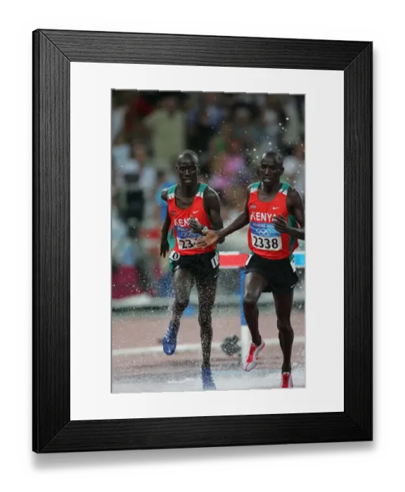 Framed Print : Ezekiel Kemboi & Kipsiele Koech