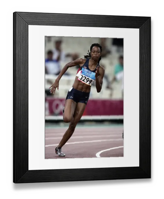 Framed Print : Muna Lee Womens 200m Womens 200m Athens, Greece 23 August 2004 Date: 23 August 2004