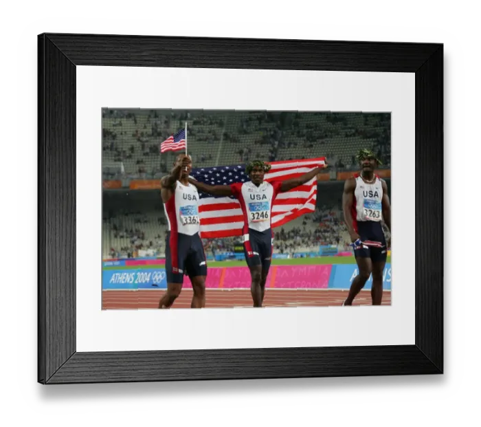 Framed Print : Justin Gatlin, Shawn Crawford & Brenard Williams