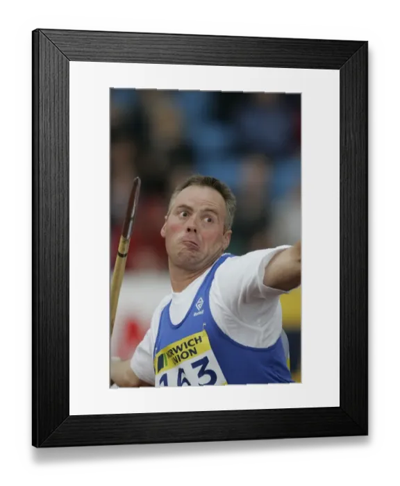 Framed Print : Mick Hill Javelin Norwich Union Olympic Trials Manchester Regional Arena 11 July 2004 Date Framed Print : Mick Hill Javelin Norwich Union Olympic Trials Manchester Regional Arena 11 July 2004 Date