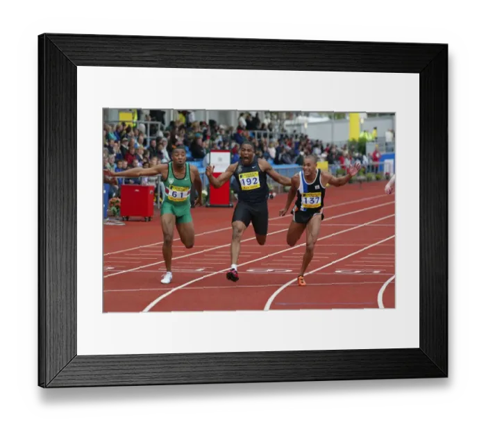 Framed Print : Darren Campbell, Mark Lewis-Francis & Jason Gardener Framed Print : Darren Campbell, Mark Lewis-Francis & Jason Gardener