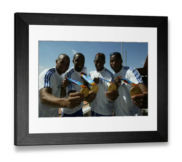 Framed Print : Jason Gardener, Darren Campbell, Marlon Devonish Framed Print : Jason Gardener, Darren Campbell, Marlon Devonish
