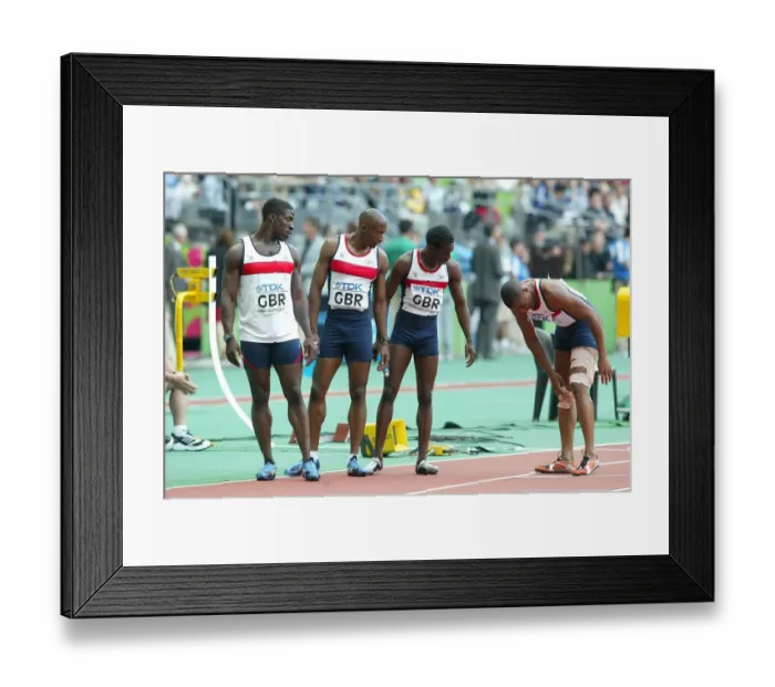 Framed Print : Dwain Chambers, Marlon Devonish, Christian Malcolm Framed Print : Dwain Chambers, Marlon Devonish, Christian Malcolm
