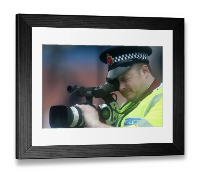 Framed Print : Police Cameraman Framed Print : Police Cameraman