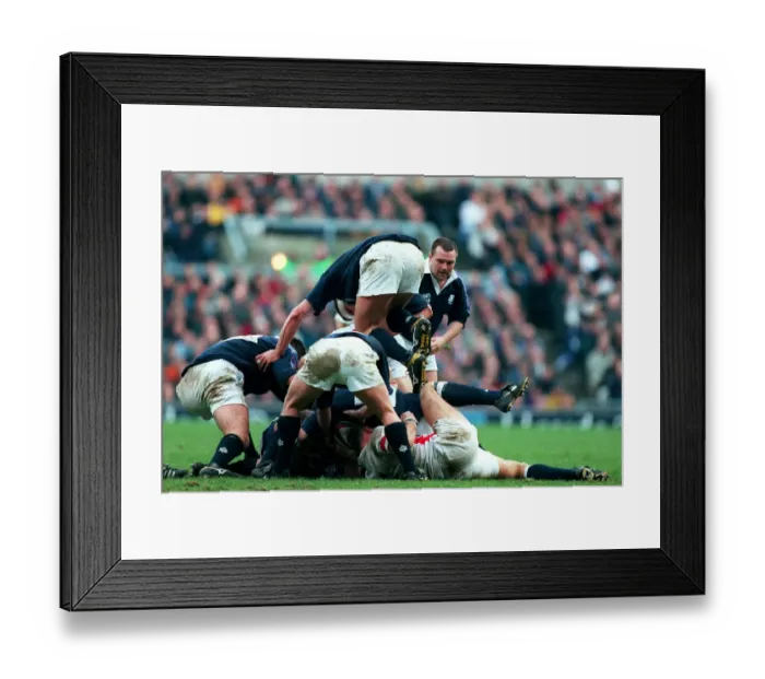 Framed Print : Scots Forwards Charge Over Framed Print : Scots Forwards Charge Over